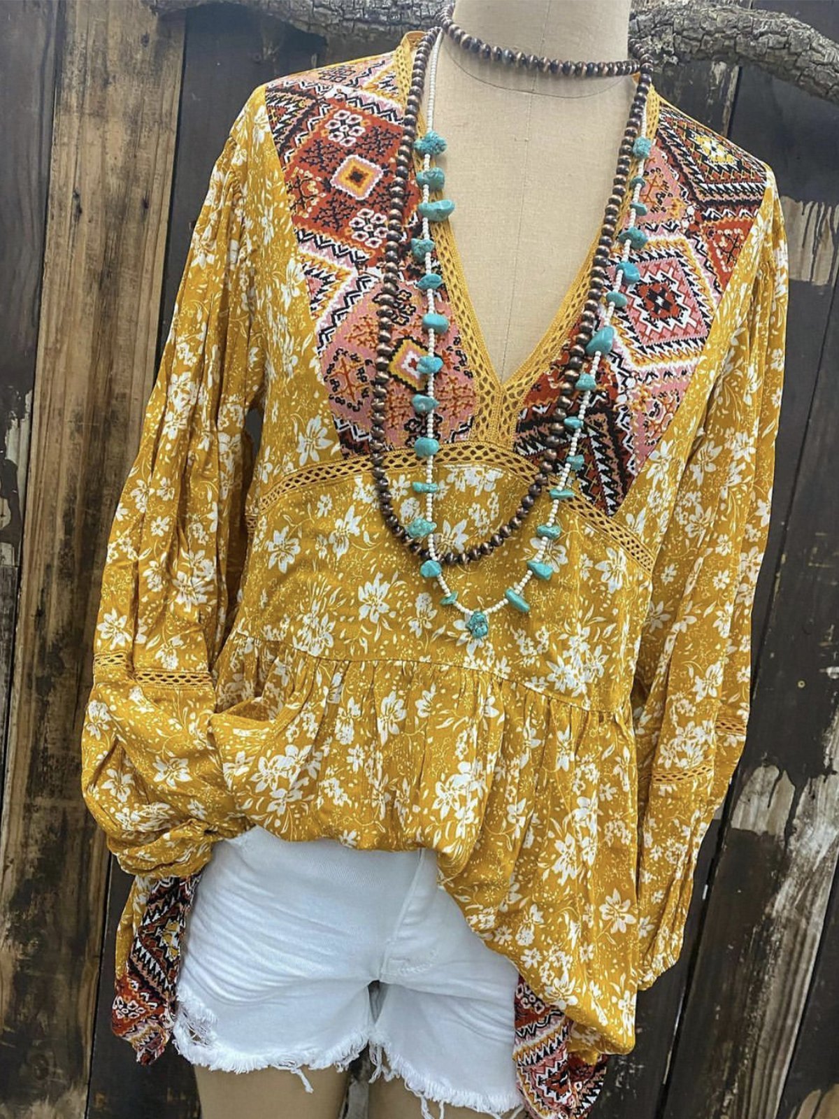 Floral Boho Chiffon Shirts & Tops