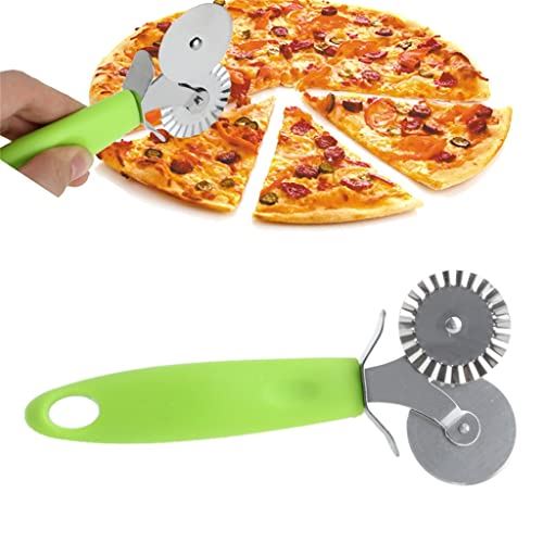 Stainless Steel Round Roller Pizza Cutter Pancake Slicer Pastry Double Roller
