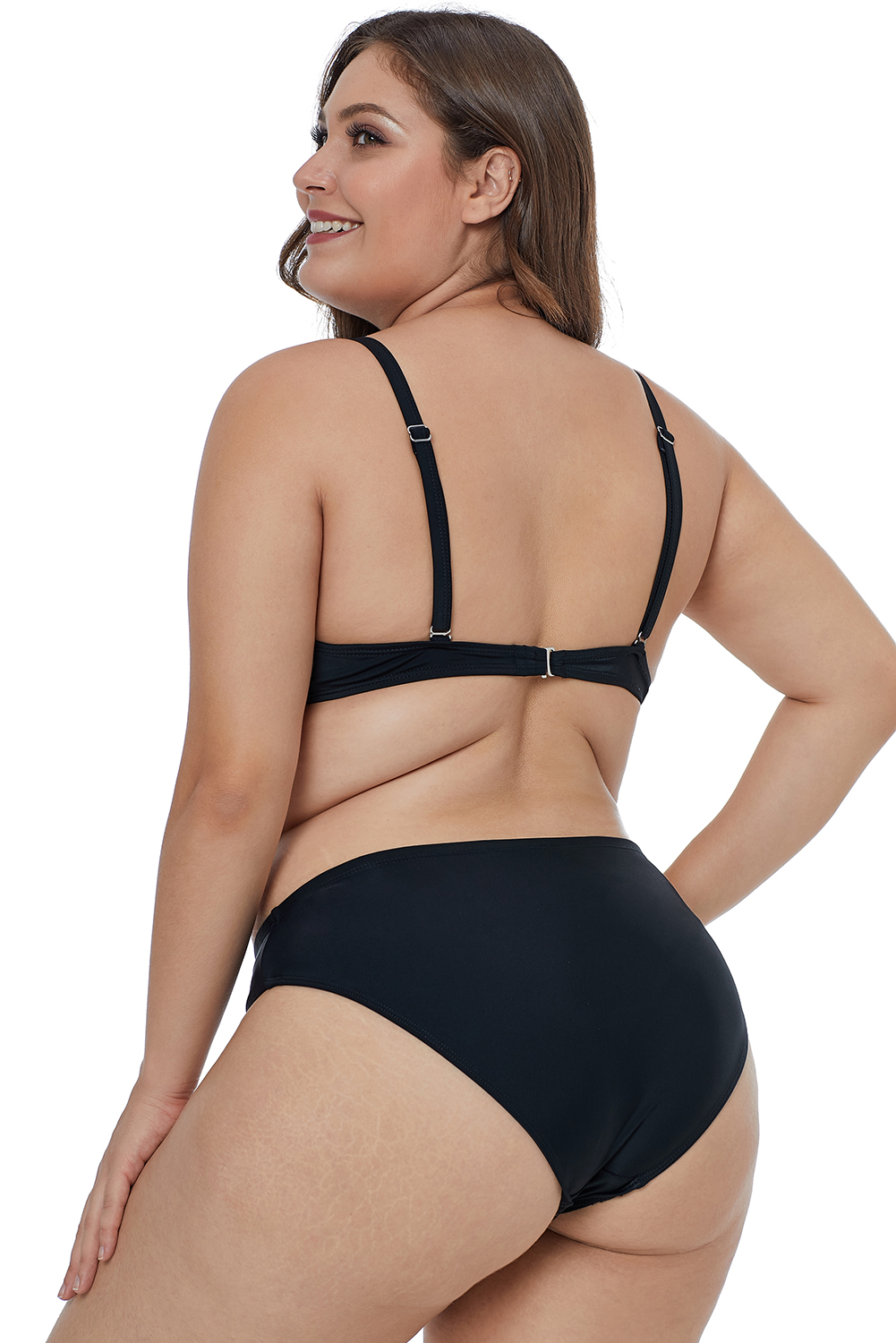 Waves Print Cups Plus Size Bikini Swimwear