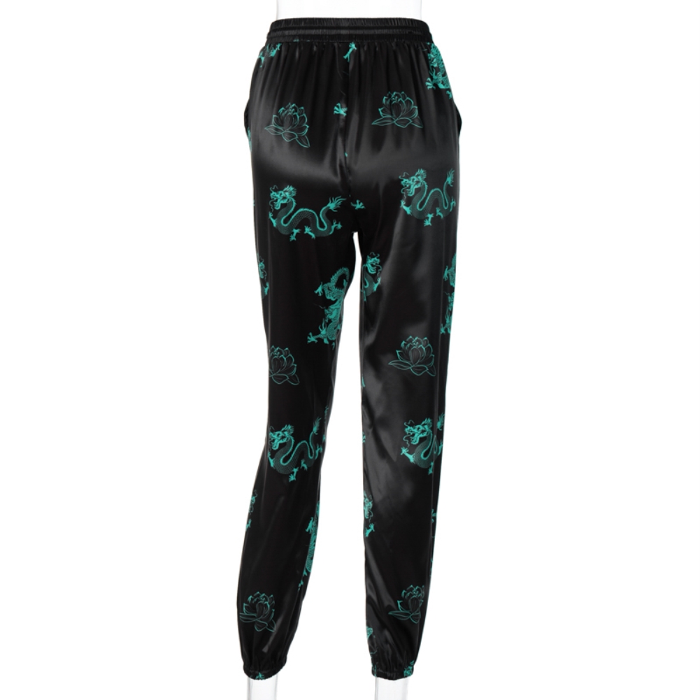 Print Drawstrings High Waist Track Pants