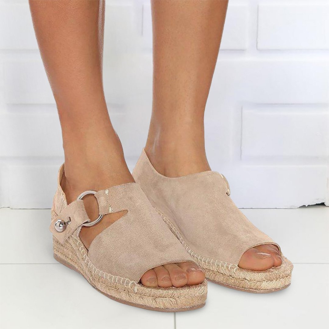 Women Arc Suede Espadrille Wedge Sandals