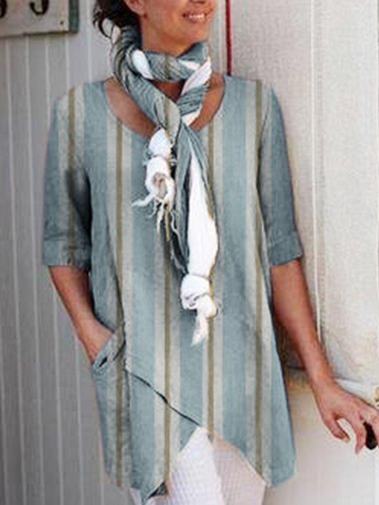 Vintage Long Sleeve Cotton Casual Tops