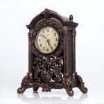 Classic Antiqued Quartz Mantel Clock Decorative Woodlike Sculpture Table Home Office Decor