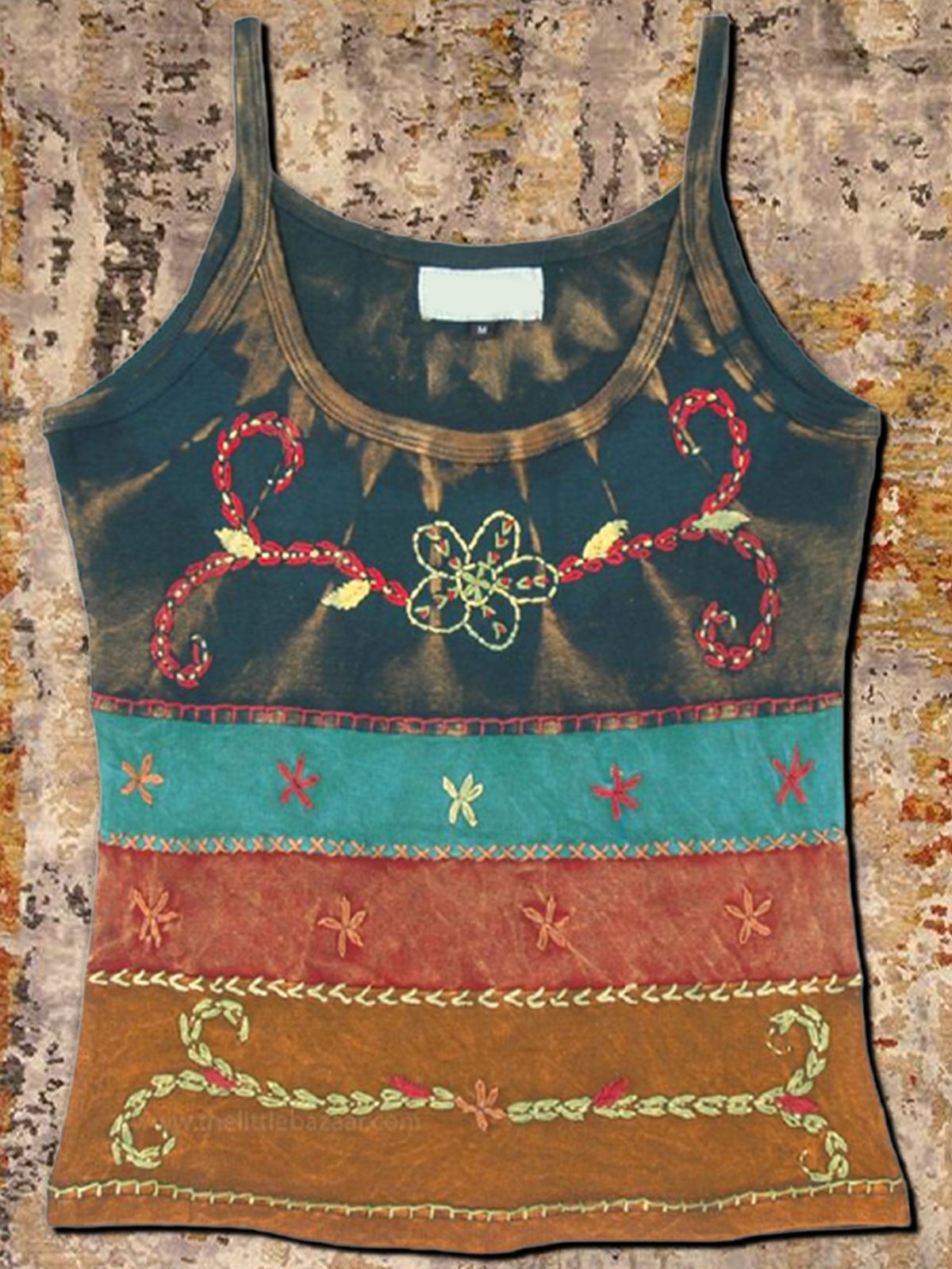 Sleeveless U-Neck Ombre/tie-Dye Jersey Vests