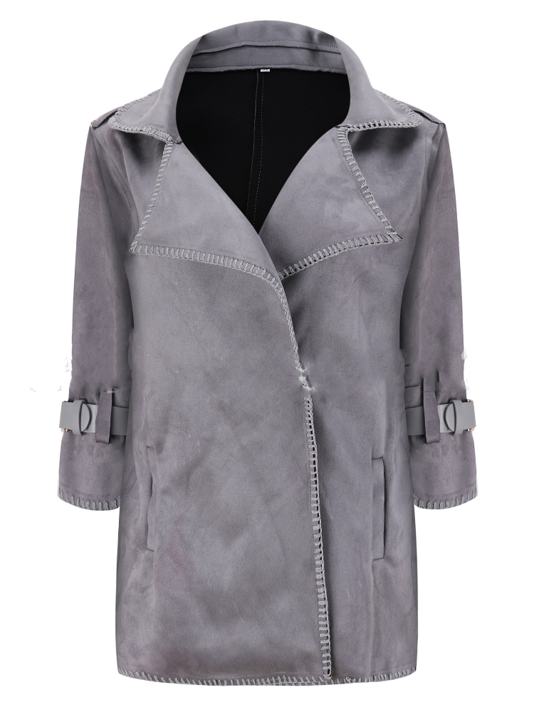 Vintage Buckle Sleeve Holiday 3/4 Sleeve Paneled Wool Blend Coat