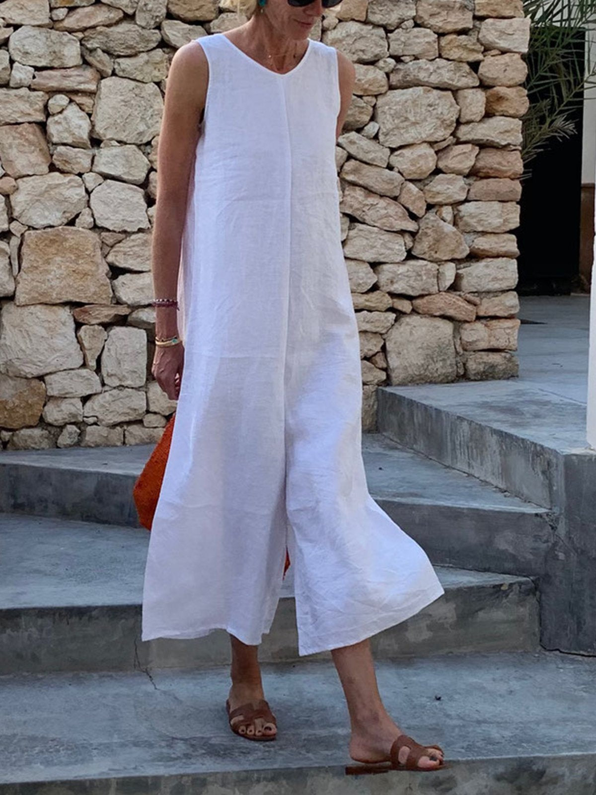 Casual Solid Sleeveless Jumpsuits