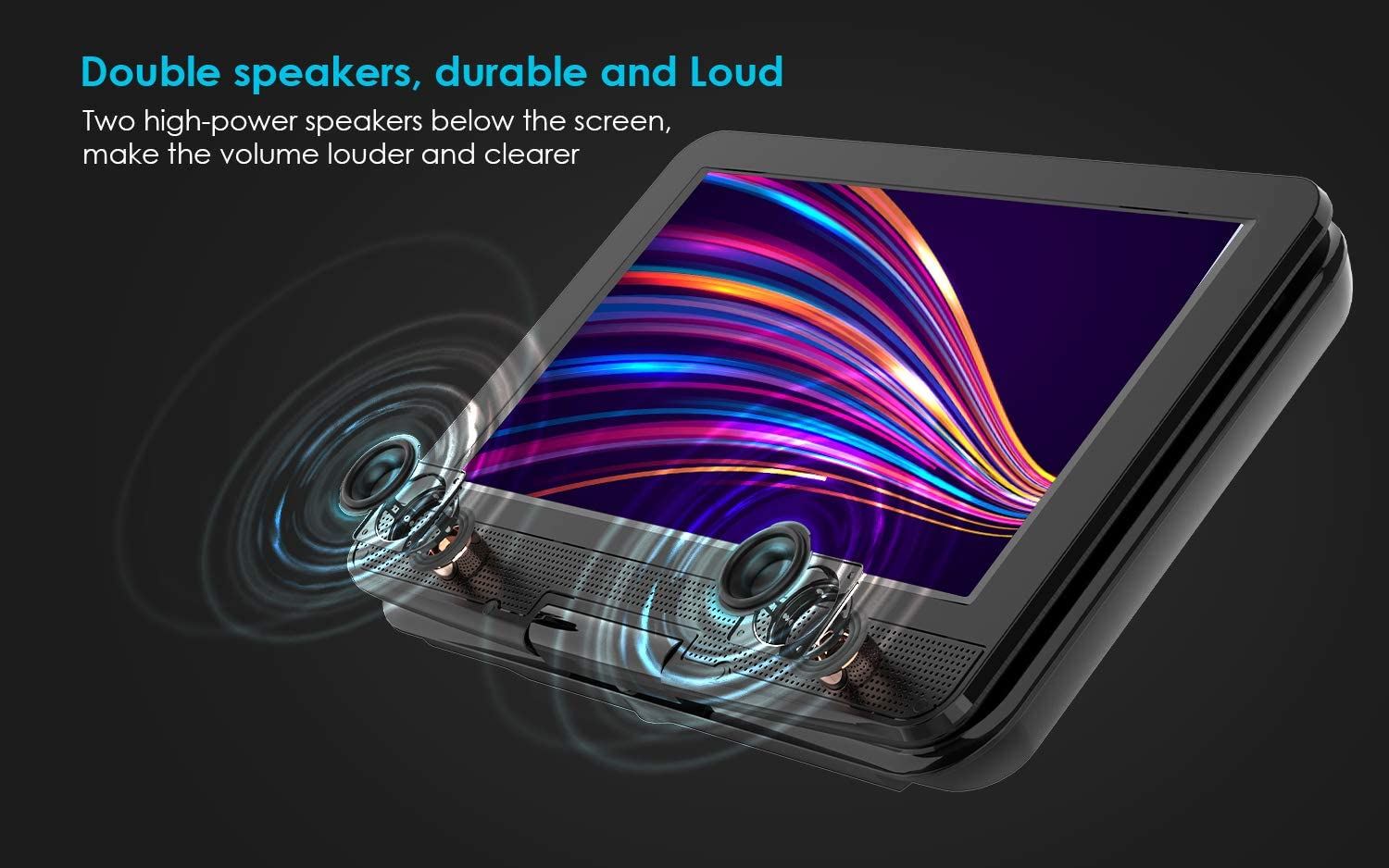 Car Travel DVD Players 5 Hrs Rechargeable Battery, Region-Free Video Player, purple