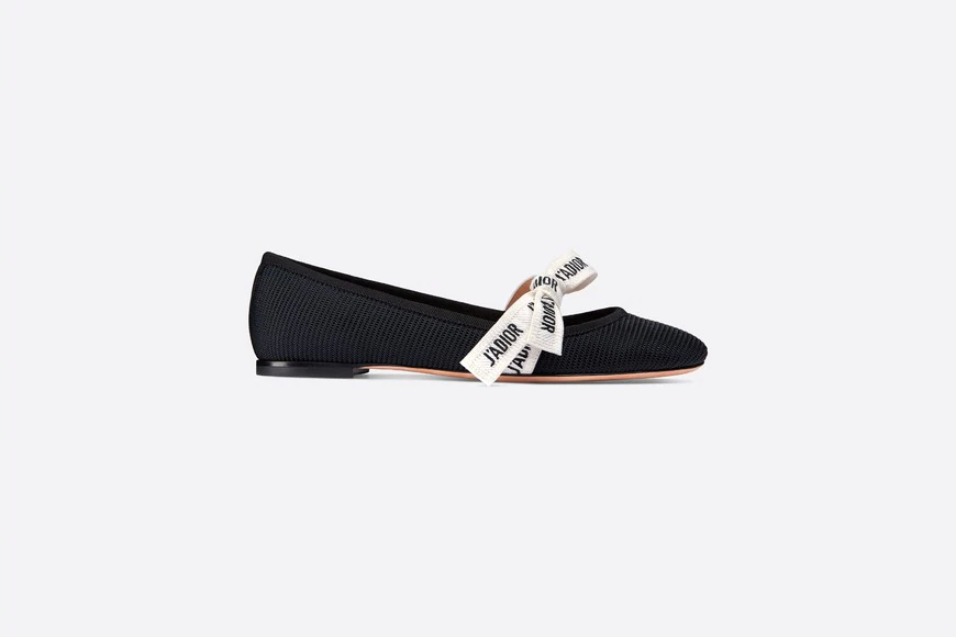 Miss J'Adior Ballerina Flat Black Technical Fabric