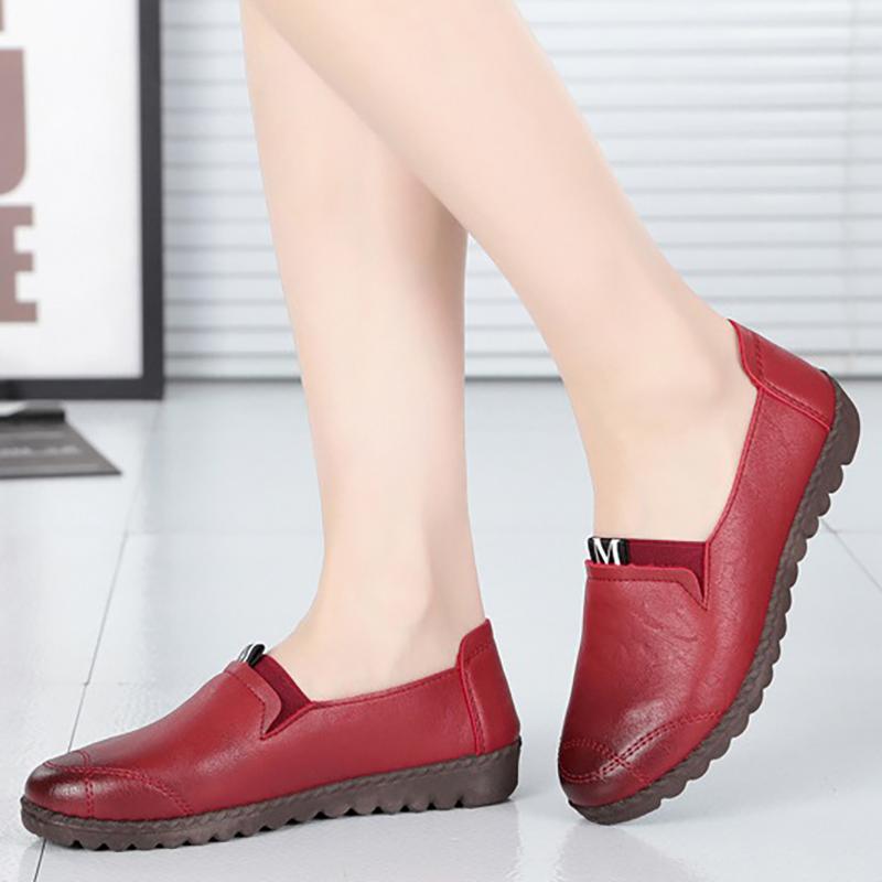 Women PU Loafers Casual Comfort Slip On Plus Size Shoes