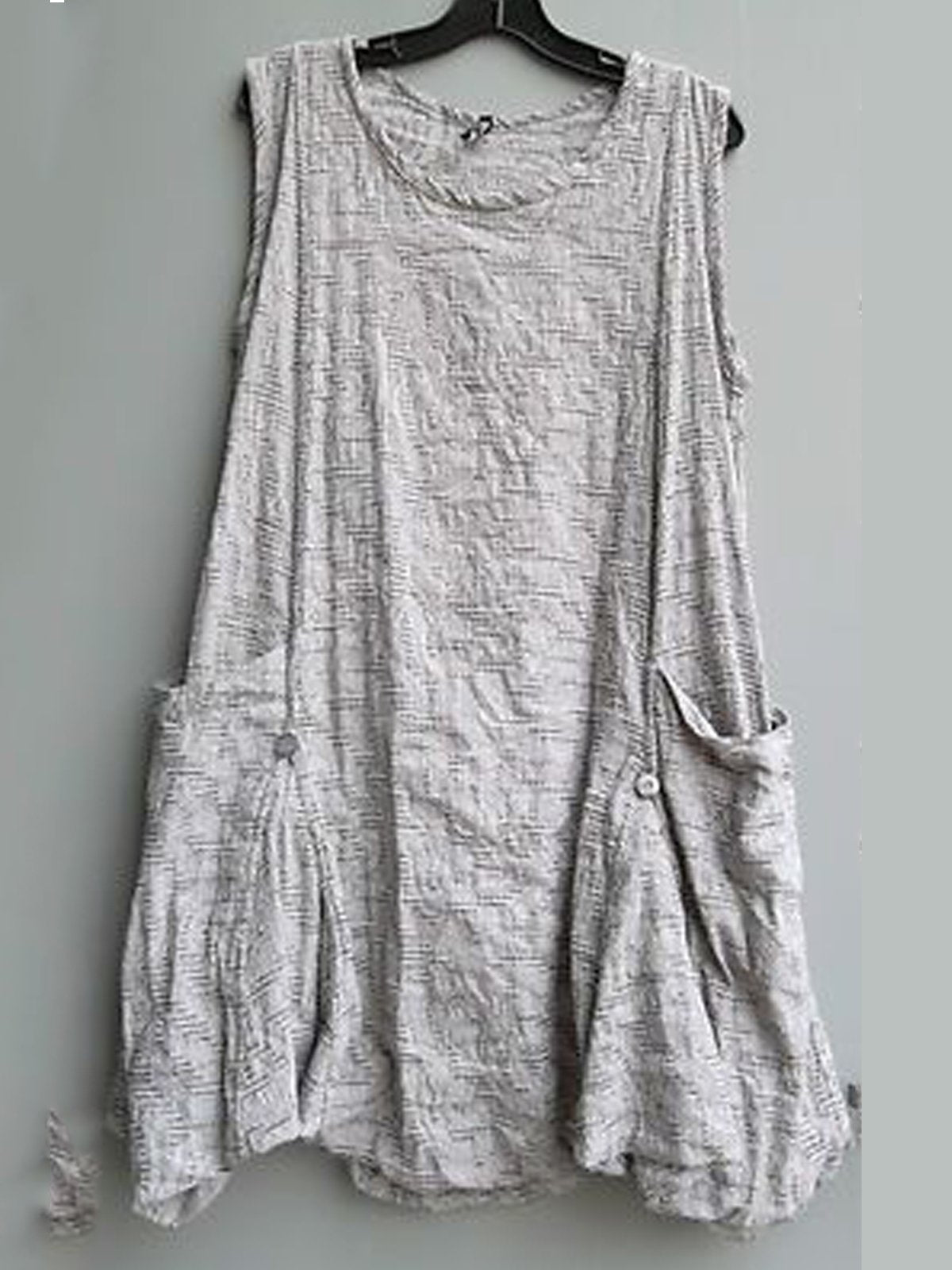 Gray Sleeveless Crew Neck Dresses