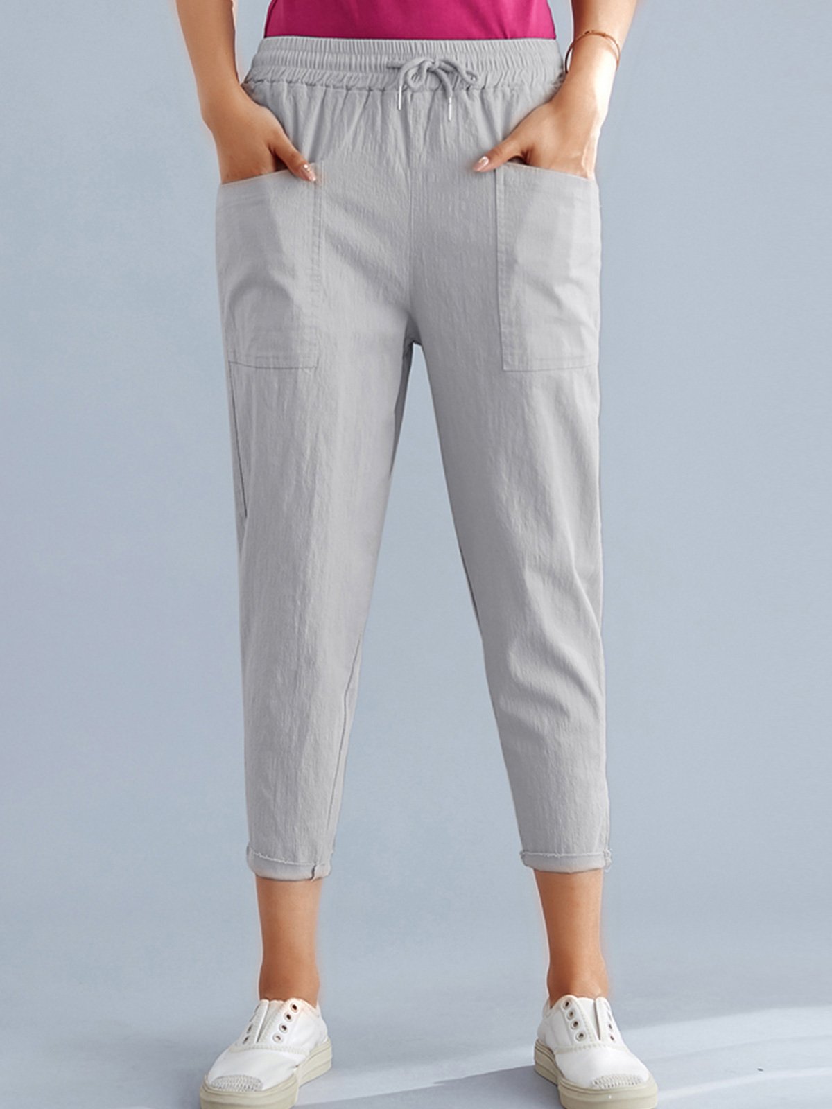 Plus Size Women Plain Casual Pants