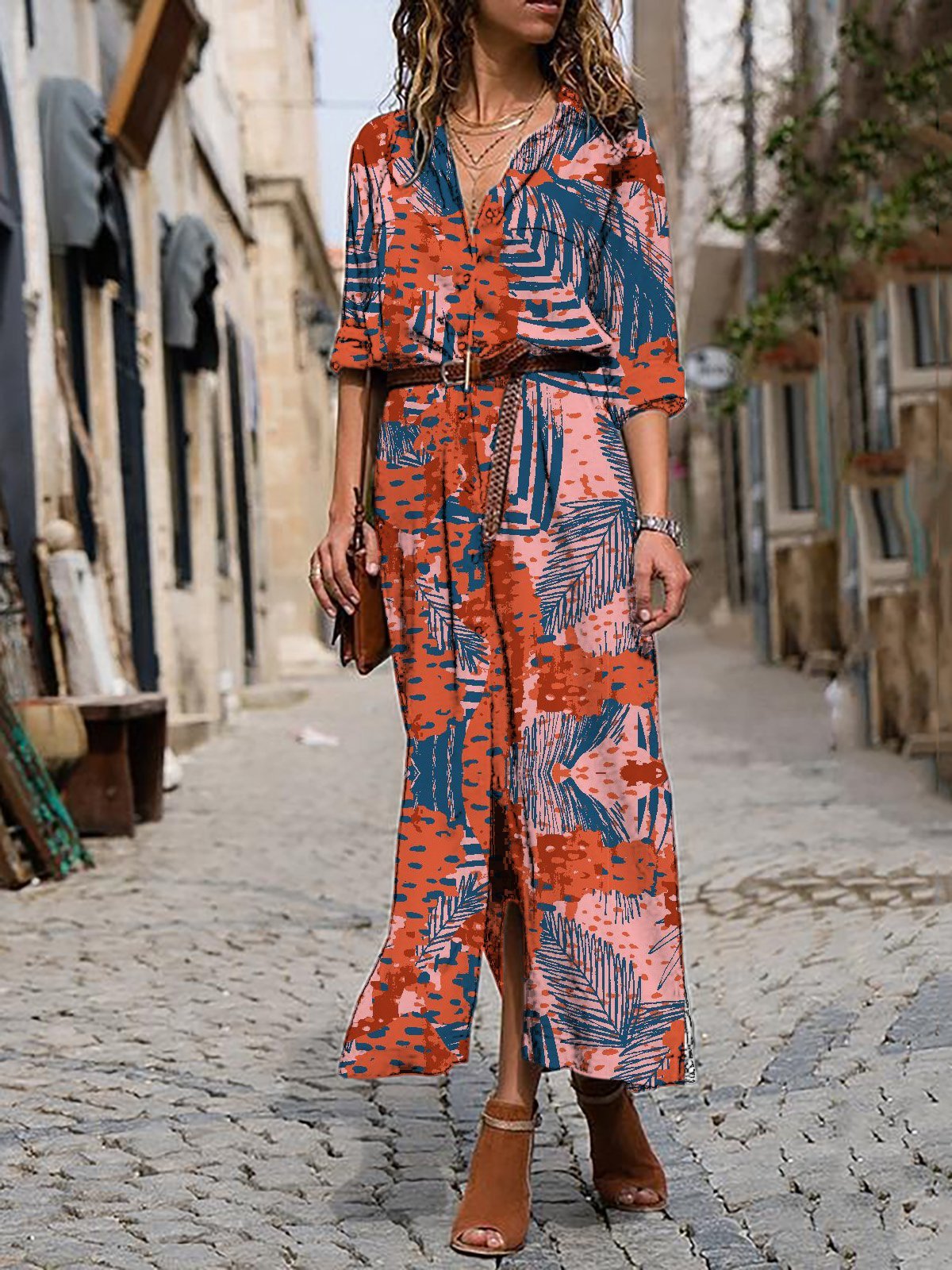 Printed Casual Holiday Maxi Dress