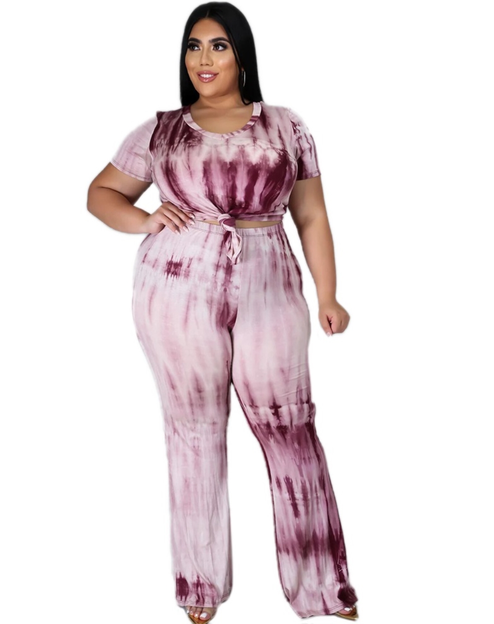 Plus Size Tie Dye Two Piece Matching Pants Set