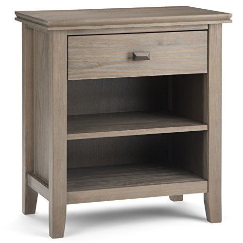 24 in SOLID WOOD Wide Night Stand w/ Storage, 1 Drawer & 2 Shelves, For Bedroom