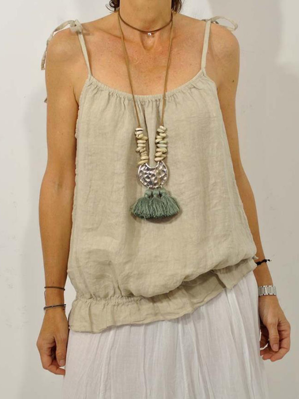 Plus Size Solid Casual Sleeveless Tops