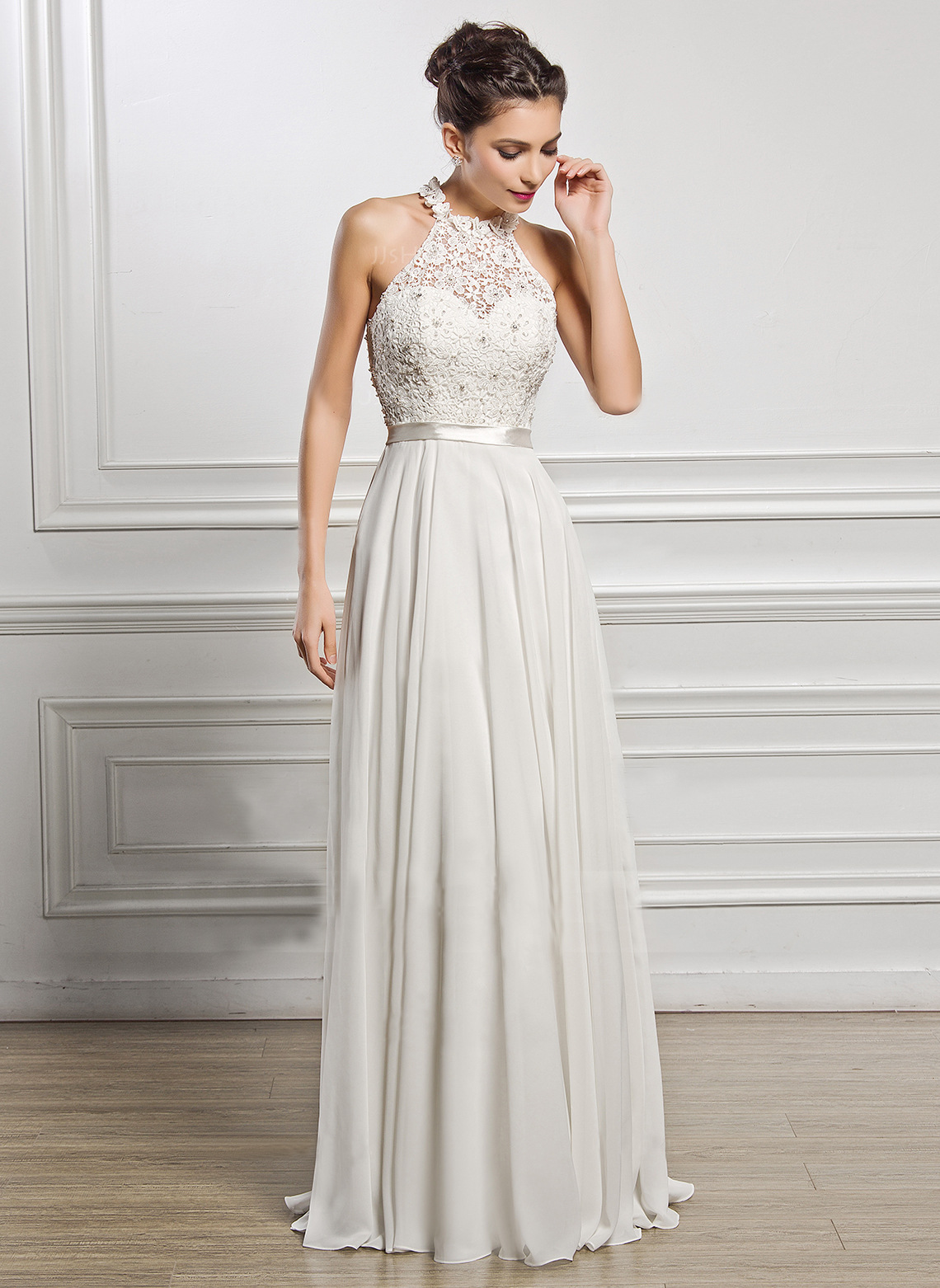High end Dress sleeveless Hanging neck Wedding dress Dress