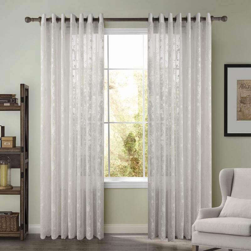 Premium Embroidery Grommet White Sheer Curtain ISLA