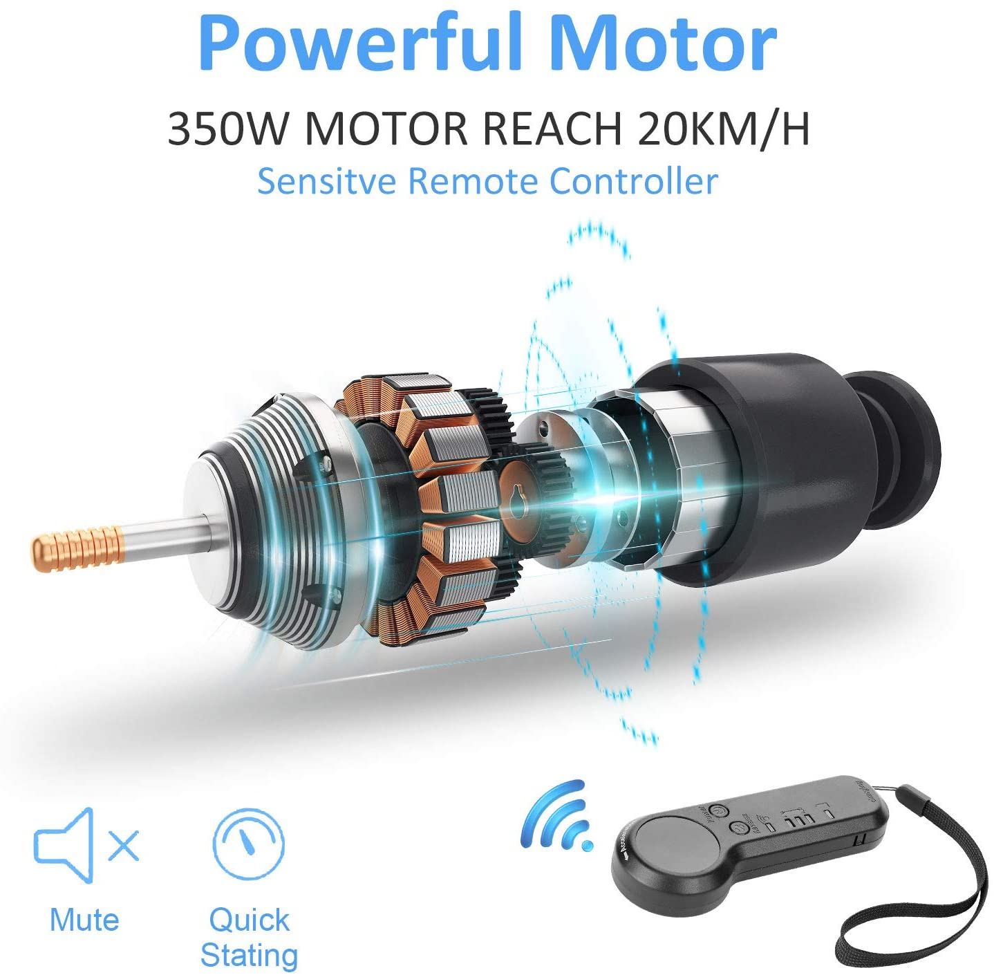 WOOKRAYS Electric Skateboard with Wireless Remote Control