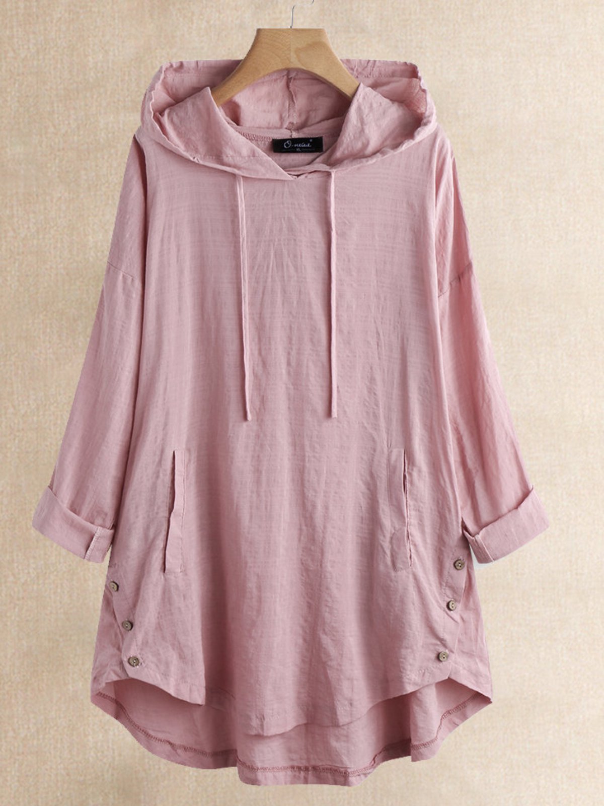 Casual Buttoned Hoodie Shirts & Tops