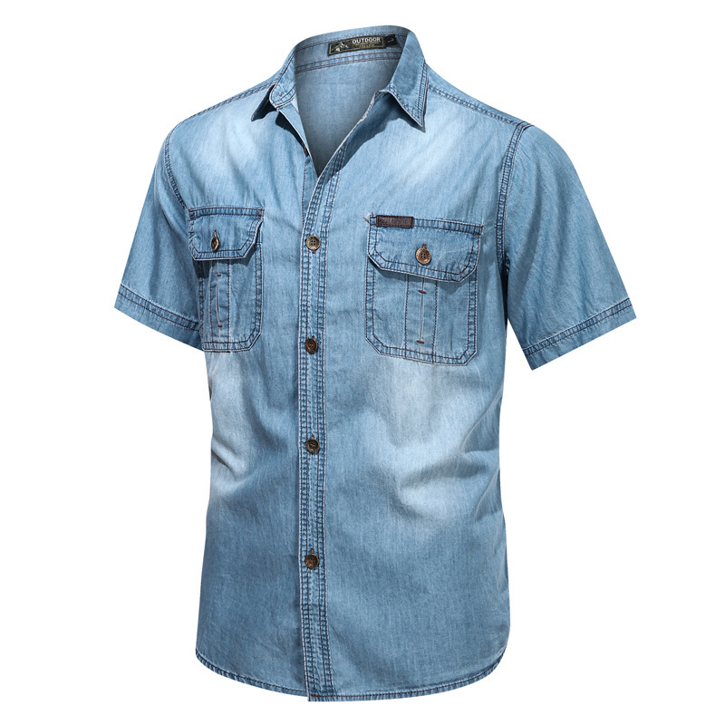 2021 Cross-Border spring and autumn mens clothin workwear short sleeve shirt men's large size new casual shirt men's shirt