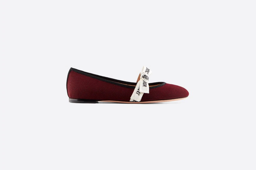 Miss J'Adior Ballerina Flat Burgundy Technical Fabric