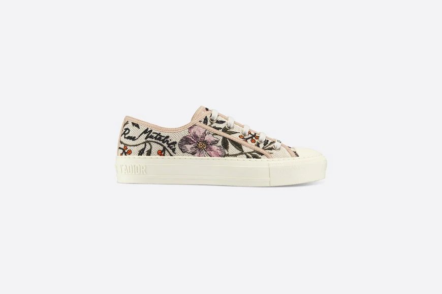 Walk'n'Dior Sneaker Multicolor Cotton with Rosa Mutabilis Embroidery