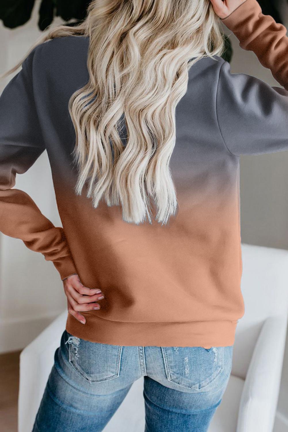 7Orange Ombre Kangroo Pocket Pullover Sweatshirt