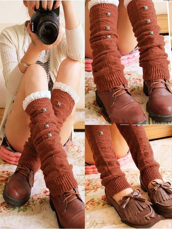 Women's lace lace pile socks