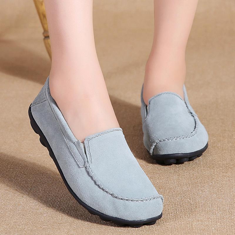 Women Nubuck Loafers Casual Slip On Plus Size Shoes