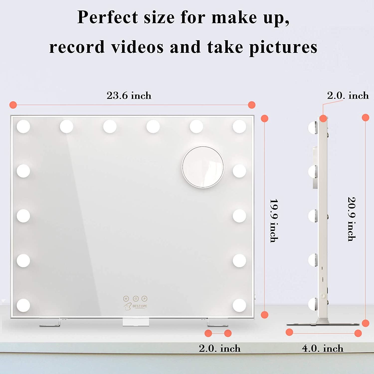 USB C Outlet with Phone Holder,24×20 Inch,Touch Control,Sturdy Metal Frame Design