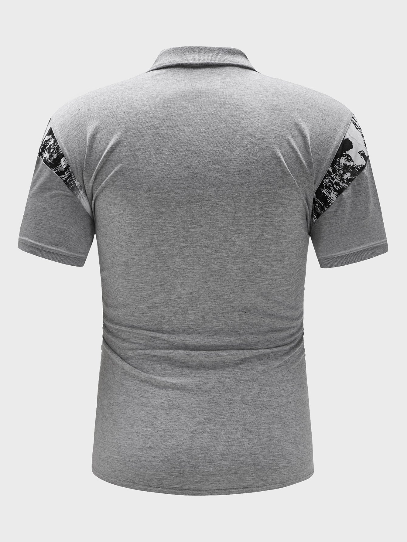 Men's solid color stitching casual POLO shirt