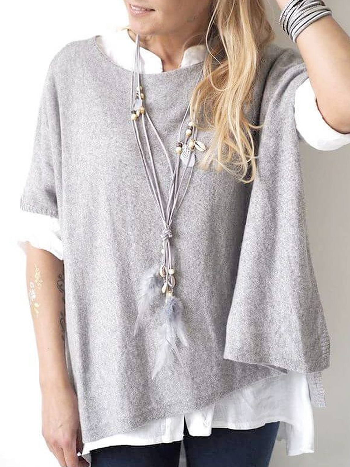 Short Sleeve Solid Crew Neck Shirts & Tops