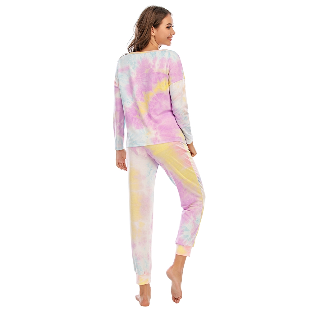 Autumn Two Piece Tie Dye Pants Pajama Set