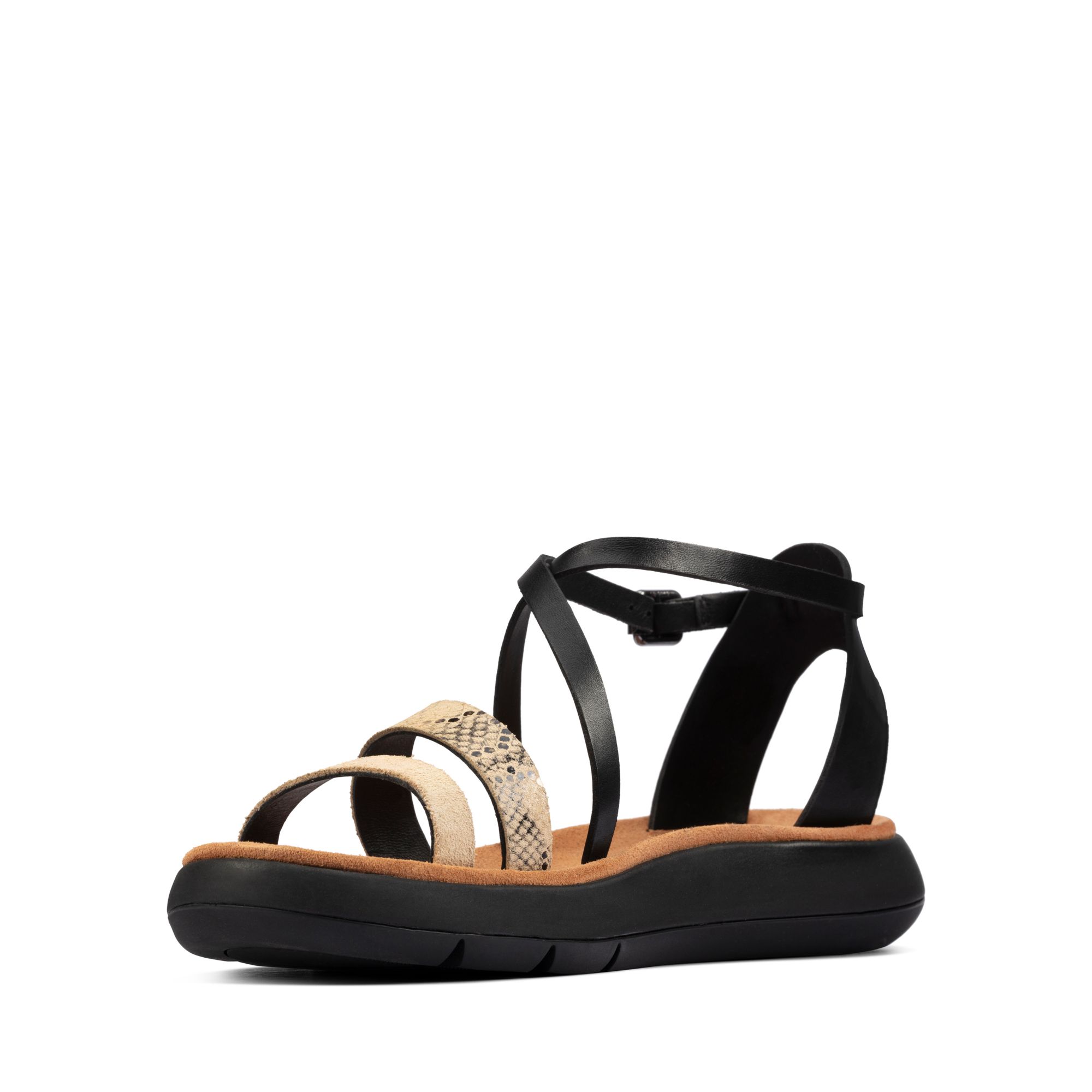 Women Sandals Jemsa Strap Black Combi Lea