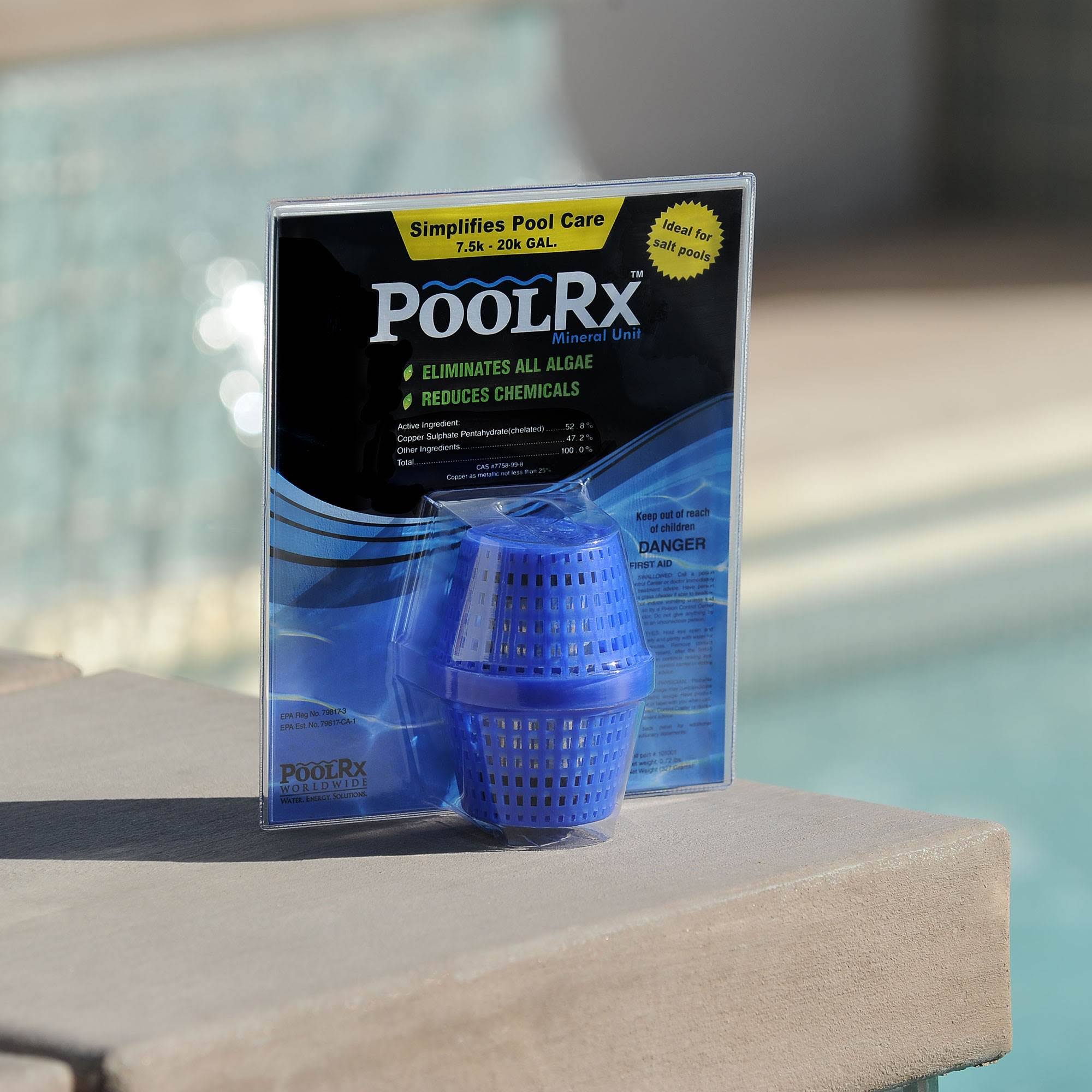 PoolRX Pool Unit #101001 6 Month Algaecide Treats 7.5k-20k gallons, Blue