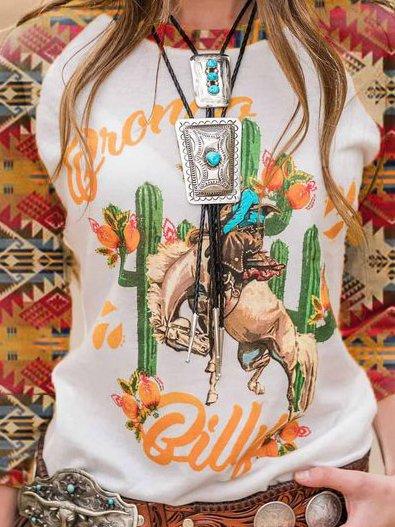 3/4 Sleeve Tropical Cotton-Blend Shirts & Tops