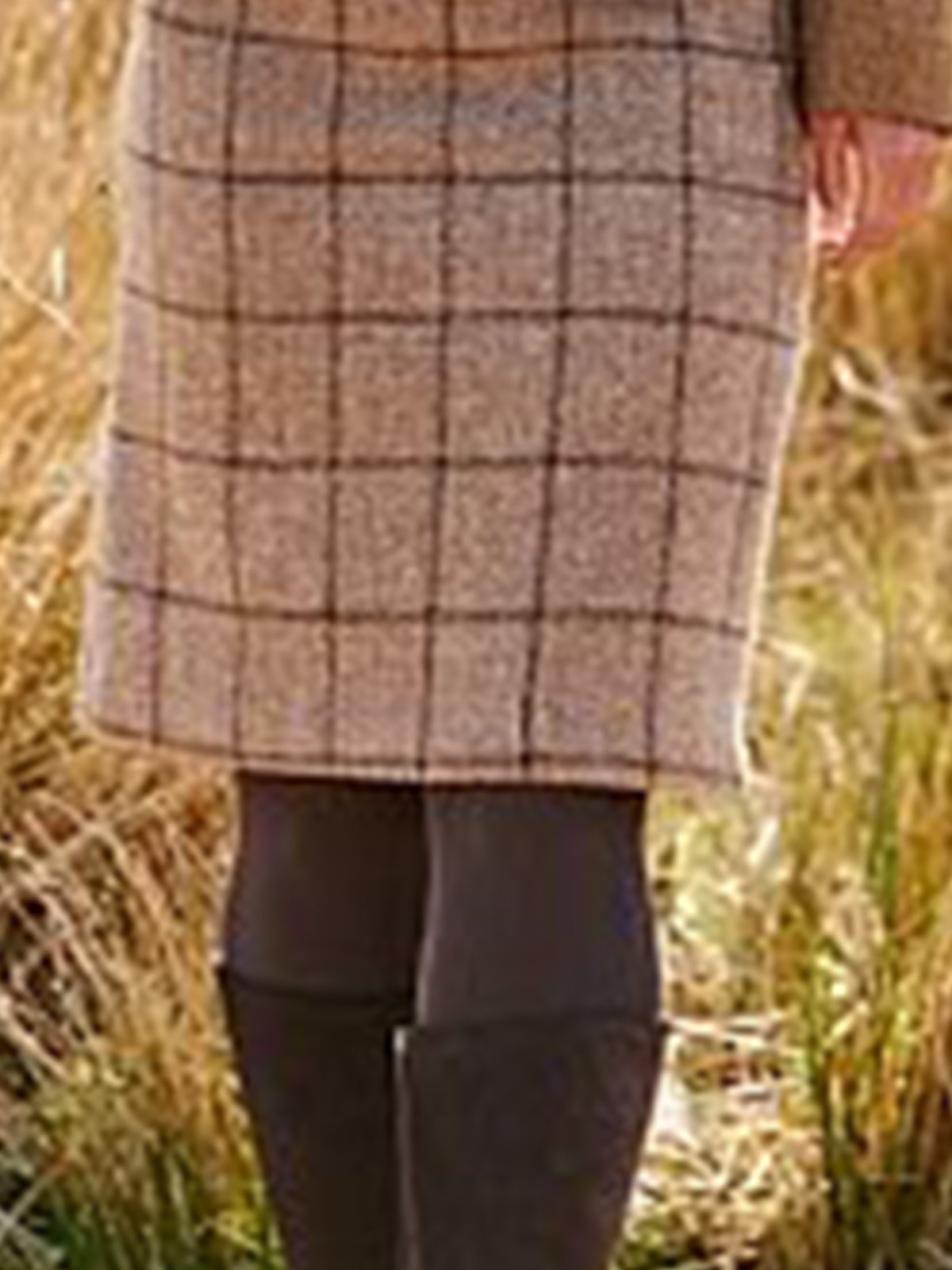 Khaki Geometric Vintage A-Line Skirts