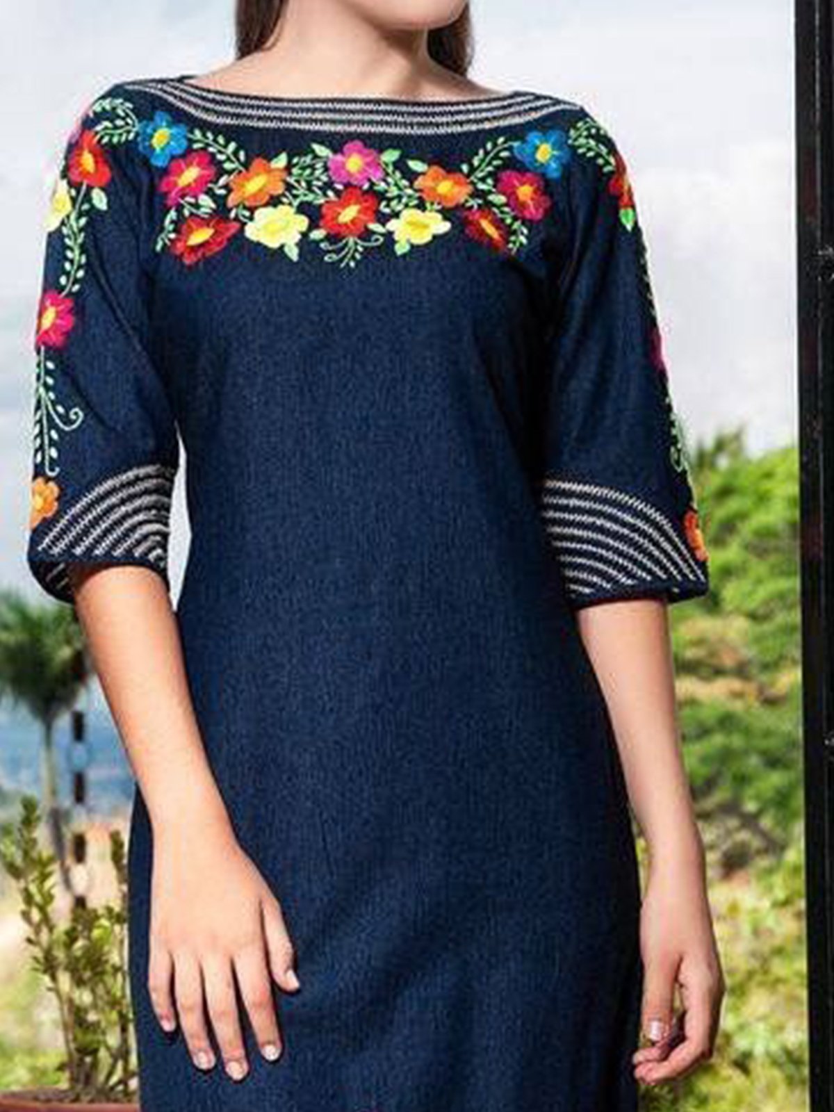 Shift Printed Half Sleeve Vintage Dresses