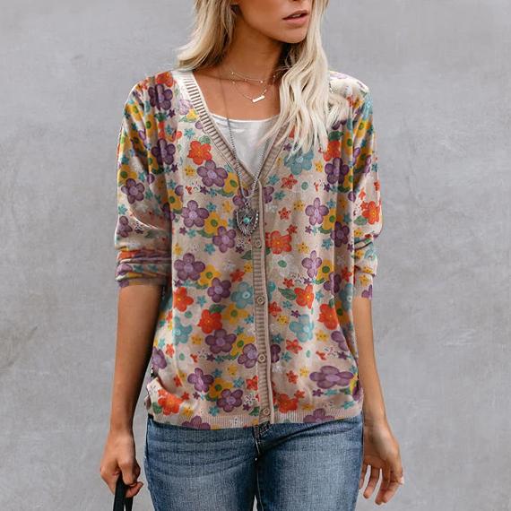 Vintage V Neck Single Breasted Sweater