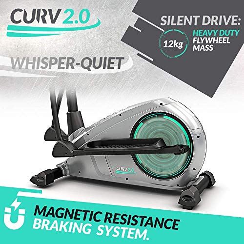 Bluefin Fitness CURV 2.0 Elliptical Cross Trainer | Home Gym | Exercise Step Machine | Air Walker- Black & Silver