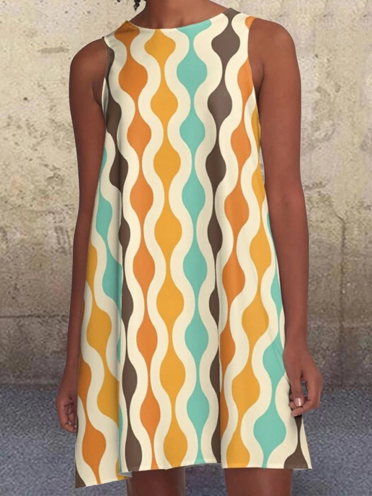 Yellow Sleeveless A-Line Dresses