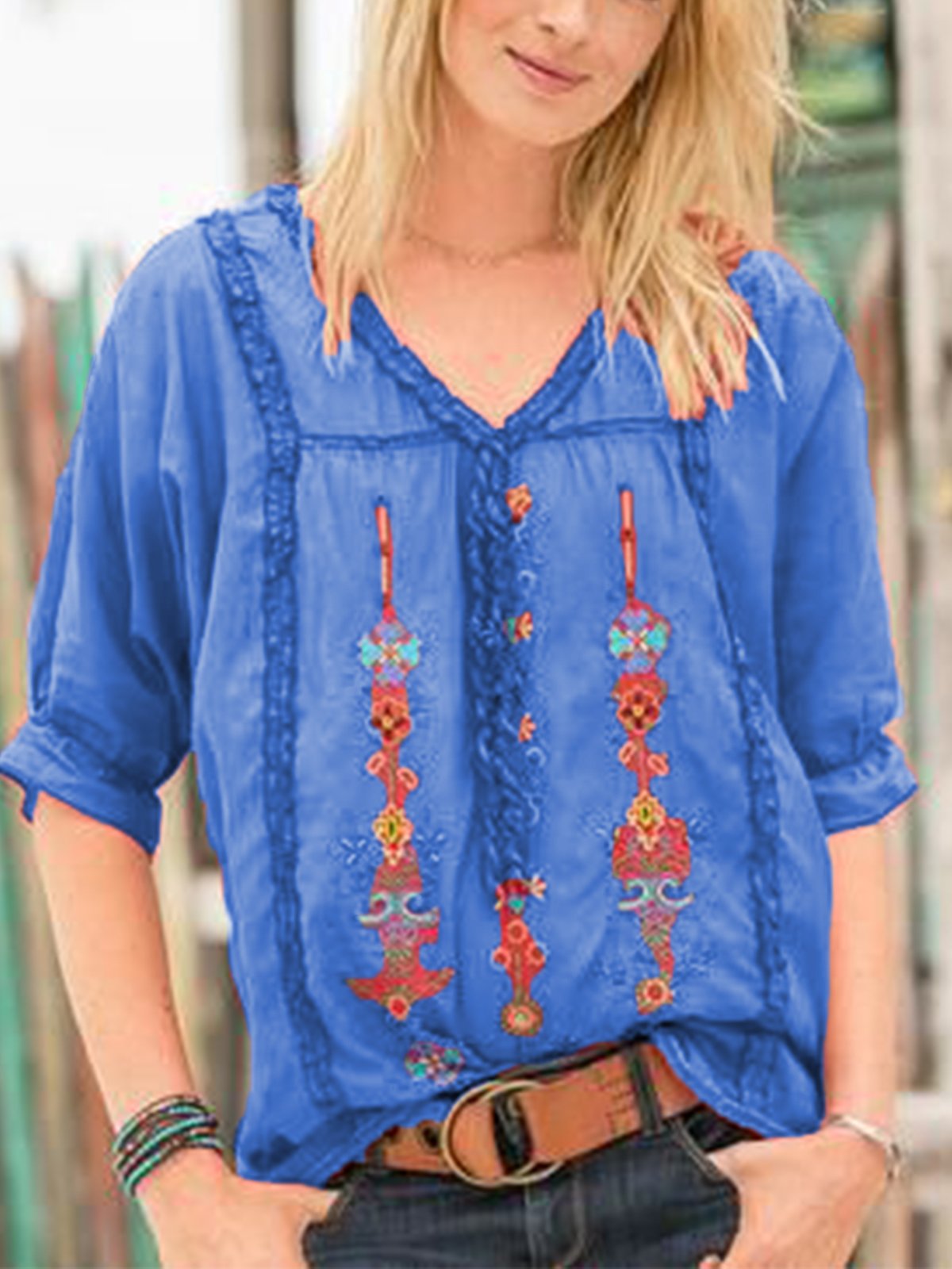 V Neck Short Sleeve Shirts & Tops