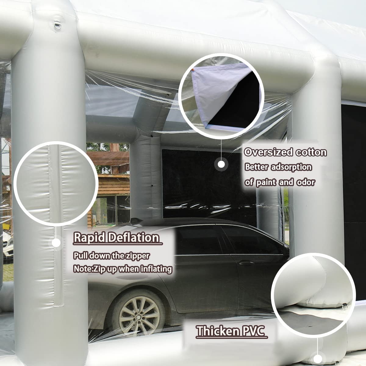 Inflatable Paint Booth 33x16.5x13FT with Two Blowers 1100W+1100W Portable Paint Booth for Car Painting Tent Workstation Inflatable Spray Booth