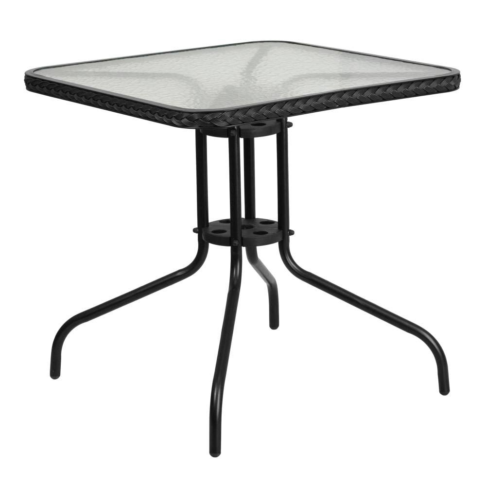 Flash Furniture Square Glass Metal Table, Brown/Black