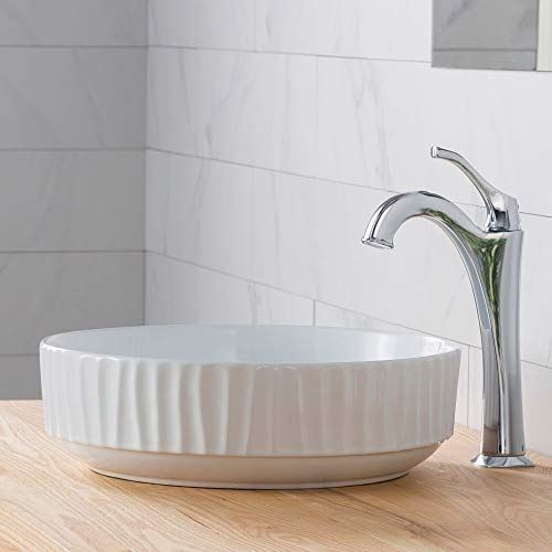 Ceramic Above counter Round Bathroom Sink, 15.75 x 15.75 x 4.75 inches