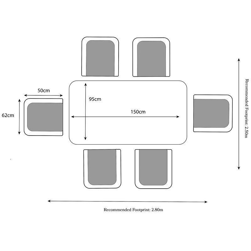 Rectangular 6 - Person 150Cm Long Dining Set with Cushions