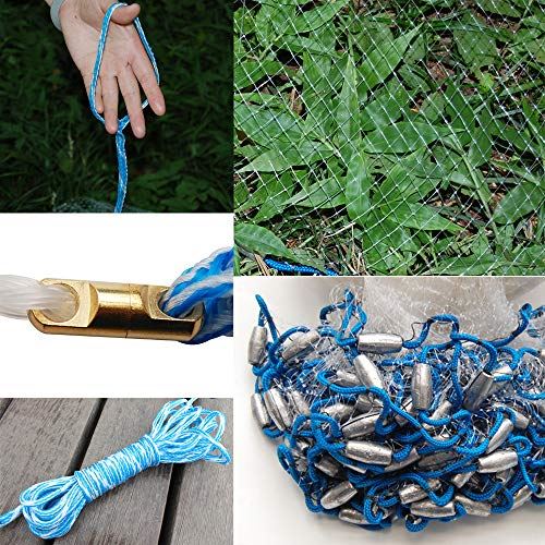 JSHANMEI Fishing Cast Net Fishing Throw Net, with Heavy Duty Pure Sinker Weights