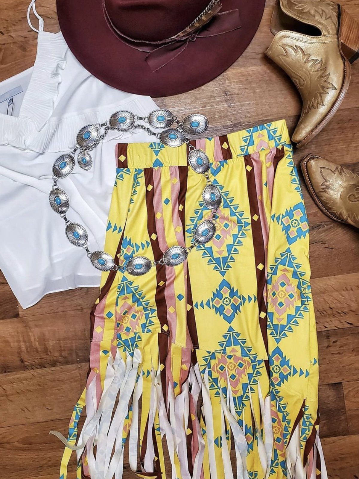 A-Line Holiday fringed irregular skirt