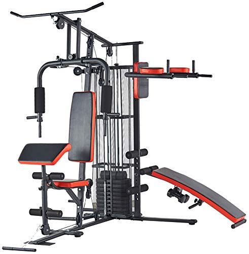 BalanceFrom-Home-Gym-System Workout-Station with 380LB of Resistance, 145LB-Weight Stack, Home Gym- Black & Red