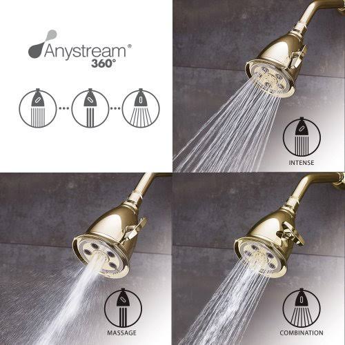 Speakman S-2005-HB-PB Hotel Anystream High Pressure 2.5 GPM Adjustable Shower Head, Polished Brass